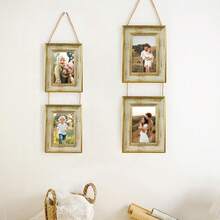 1pc American Retro Combined Hanging Photo Frame, Available In Two Colors: White Wood Grain And Vintage Cyan. It Holds 4*6 / 5*7 Inch Photos. Ideal For Wall Decoration In Living Rooms, Bedrooms, Studies And Offices - 1PC - View 5