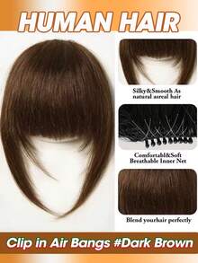 Invisible Air Bangs Clip-In Hair Extensions, Front Bangs Hairpiece, Air Bangs Styling Accessory, Easy To Wear And Maintain, Natural Looking Bangs Wig, Suitable For Women - Multicolor - View 5