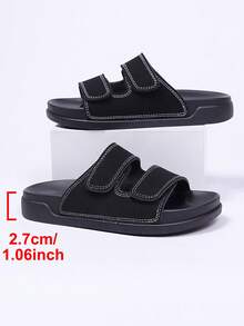 Plus Size Women's Adjustable Double Strap Slide Sandals, Casual Retro Beach Slippers - Black - View 4