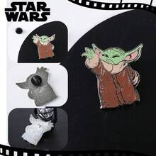 StarWars 1枚星球大战官方授权锌合金珐琅徽章，可收藏，尤达宝宝夹克翻领别针，动漫背包别针，新奇饰品，防锈金属胸针，礼品 - 彩色 - 查看 3