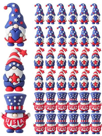 Set de 12 piezas Decoración de gnomos patrióticos del 4 de julio, Figuritas de gnomos en miniatura, Decoraciones de micro esculturas para el 250 aniversario del Día de la Independencia de Estados Unidos, Adornos para juegos de escondite para el hogar y la oficina al por mayor