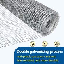 Hardware Cloth 1/2 Inch 19Ga Double Hot-Dipped Galvanized After Welding Wire Fence Mesh Welded Metal Chicken Wire Fencing Roll (Silver 1/2 8X25) - ColorA - View 4