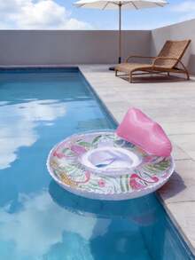 Flotador de piscina inflable con asa y estampado de flamenco, juguete de agua de playa de verano de PVC grueso - Multicolor - Ver 6