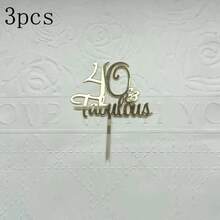 1pc/3pcs/5pcs Gold Minimalist Number 18 21 30 40 50 60 Happy Birthday Acrylic Cake Topper, Suitable For Wedding Anniversary, Birthday Party Cake Decoration - Gold - View 10