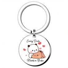 Keychain, Stainless Steel Cute Bear Design, Perfect Birthday Valentine's Gift For Couples " - Multicolor - View 11
