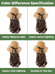 16英寸（约40厘米）渔夫草帽假发，带波浪卷发，女士款 - 棕黑色 - 彩色 - 查看 8