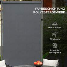 Vertical Blind/Balcony Blind 150 X 220-310 Cm With Crank Handle, Weather-Resistant Privacy Screen In Dark Grey Polyester For Garden - Dark Grey - View 5