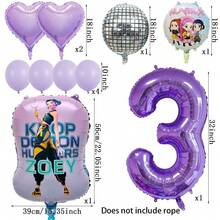 KPop Demon Hunters Decoraciones para fiesta de cumpleaños de niños con globos con números de bola de discoteca musical, suministros para fiesta de baby shower, regalos, juguetes - Juego de globos - Ver 4