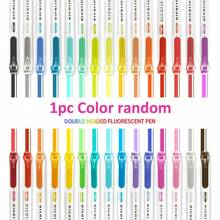 Set de 5/10/15/30 piezas de bolígrafos fluorescentes de doble punta, marcadores acrílicos, marcadores de dibujo para niños, resaltadores de secado rápido, diseño de doble punta con punta biselada y punta redonda, ideal para garabatear estudiantes, resaltar biblias, sin sangrado, múltiples opciones de color de tinta suave, 1/5/15/30 piezas, esencial para volver a la escuela - Multicolor - Ver 16