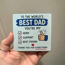1pc Father's Day Exclusive "Best Dad" Wooden Coaster, Non-Slip Heat Insulation Drink Coaster, Thankful Gift From Kids For Dad, Suitable For Home & Office Coffee Cup - Mixed Colors - View 2