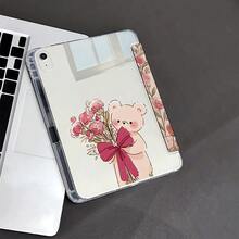1 chiếc ốp lưng máy tính bảng hình gấu dễ thương cầm hoa, tương thích với iPad thế hệ thứ 10 10.9 inch 2022 / Air 13 (M3 2025) / Air 11 (M3 2025). Tương thích với SAMSUNG, , Oppo Pad, Matepad, Vivo Pad, Honor Pad. - Nhiều màu - Xem 9