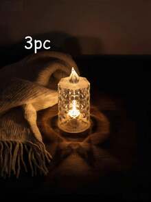 INS Style Diamond Grid Crystal LED Electronic Candle, Living Room & Dining Table Decor With Elegant Ambiance, Warm Light Simulated Flame, Party & Wedding Decoration, Birthday/Housewarming Gift, Battery Powered High-End Home Decor - Multicolor - View 11