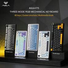 AULA F75 无线机械键盘，蓝牙 2.4G，RGB 可自定义 75% 布局，PBT 键帽，RGB 背光，有线游戏键盘，4000mAh 可充电电池，金属 OEM 高度，垫片式安装结构，兼容 PC 和笔记本电脑 - 查看 12