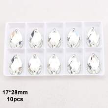 Transparent Clear Glass Crystal, Various Shapes, Shiny Handmade Crystal Rhinestone Decorative Beads, Flat Bottom Drilled Gemstones, DIY Accessories, Can Be Sewn Onto Clothes, Dresses, Bags, Shoes, Brooches, Earrings, Handicrafts - Multicolor - View 45