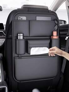 Durable Faux Leather Car Seat Back Storage Box - Multifunctional Durable Storage Box With Laptop Compartment, Cup Holder, Etc., Suitable For SUV And Sedan, Ideal Gift For Drivers, Essential Car Storage Organizer - A - View 12