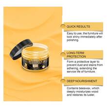 Jue Fish 100g Beeswax Furniture Polish, Natural Wood Conditioner Maintenance Wax, Easy Application Non-Tacky Formula For Home Floor & Vintage Furniture, Premium Household Cleaning Essential - 膏狀 - 查看 6