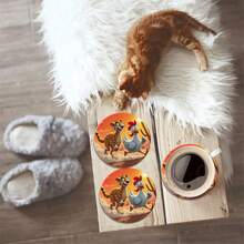 1/6/120 pezzi Sottobicchieri rotondi in legno con stampa a tema leopardo del deserto, adatti per patio, cucina, soggiorno, riunioni domestiche, decorazione del tavolo da pranzo, regalo per amici e familiari in occasione di vacanze, ideali per San Valentino, Festa della Mamma, compleanni, feste di matrimonio, accessori per la casa, il miglior regalo per le amiche - Multicolore - Visualizzare 8