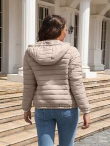 Risissida Women's Autumn Minimalist Hooded Cape-Style Jacket - No Zipper Design, Practical Pockets Winter - Dusty Pink - View 4