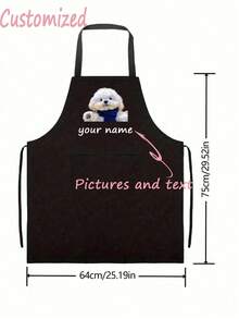 Customizable Apron With Text And Personalized Photos, Custom Logo Chef Apron For Cooking Kitchen, Multi-Purpose Gift For Birthday Anniversary Housewarming Wedding - Multicolor - View 3