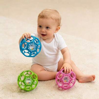 Pelota sensorial para bebé de 0 a 12 meses, juguete suave con cuentas sonajeras y diseño de ABC, ayuda a desarrollar la coordinación mano-ojo temprana, adecuado para bebés niños y niñas