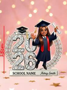 لوحة زهرية تخرج من الأكريليك مخصصة 2026، هدية تخرج جامعي شخصية، تذكارات خريج 2026، هدية تخرج للمرأة، ديكور التخرج - النمط 11 - مشاهدة 3