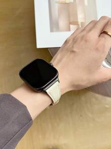 1件女款時尚皮革智慧手錶錶帶，相容於 Redmi Watch 5 Lite/Active、Watch 6、Watch 5，手錶錶帶，相容於 Watch 4，腕帶配件，相容於 Mi Band 8pro/9pro - Pearl White - 查看 3