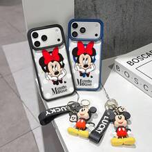 This Disney Mickey Mouse Pattern Lanyard Phone Case Features A Strong Magnetic Closure And Full Coverage Of Acrylic And TPU Material. It's Shockproof, Lightweight, And Suitable For IPhone17/16/11/13/15/15 Plus/15 Pro/15 Pro Max/12/14 Pro Max/11 Pro Max/12 Pro/12 Pro Max/13. It's A Popular Birthday Gift, Business Gift, Durable, Stain-Resistant, And Fingerprint-Resistant New Phone Case For Men And Women. It Also Includes A Mickey Mouse Phone Case And Mickey Mouse Doll Bracelet. Compatible With SamsungGalaxy S20, S21, S22, S23, And S24 Series. It's The Perfect Gift For Friends And Family. This Stylish Phone Case Is Fun, Lightweight, And Durable. IPhone17 Pro Max Phone Case, Minnie Phone Case. - 粉色 - 查看 2