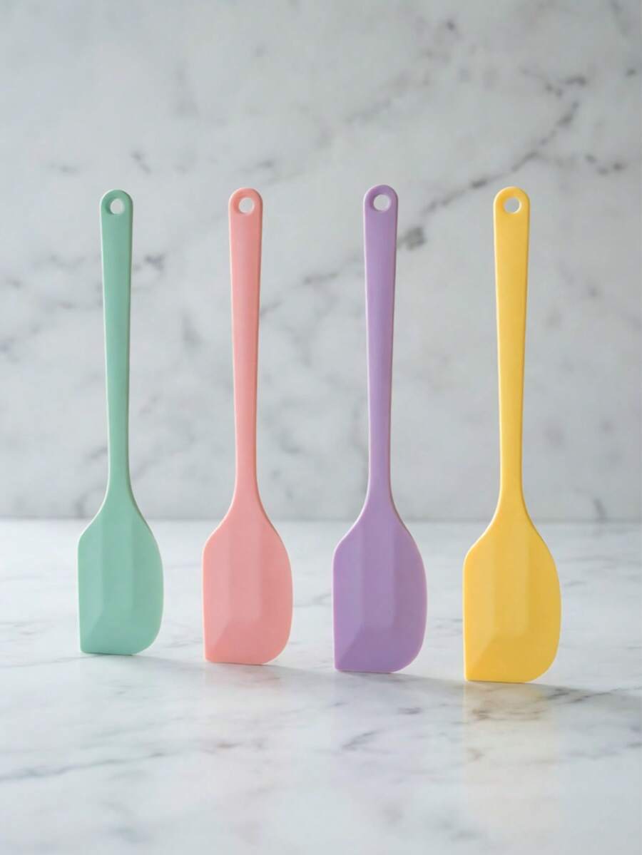 4pcs/1pc Silicone Spatula Set, Suitable For Cream, Jam And Butter, Easy To Clean, Ideal For Home, Restaurant, Dessert Shop, Baking Kitchen Tools