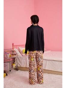 OBM Sleepwear X LOONEY TUNES Bộ đồ ngủ nữ mềm mại, thoải mái, màu đen chủ đạo với họa tiết da báo và chó bull. - Nhiều màu - Xem 8
