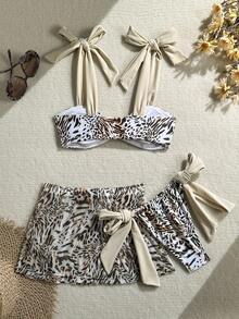 3pcs Animal Print Bikini Set, Casual Cute Elegant Sexy Bohemian Backless Swimwear For Beach, Holiday, Daily Wear, Spring/Summer Vacation - Multicolor - View 2