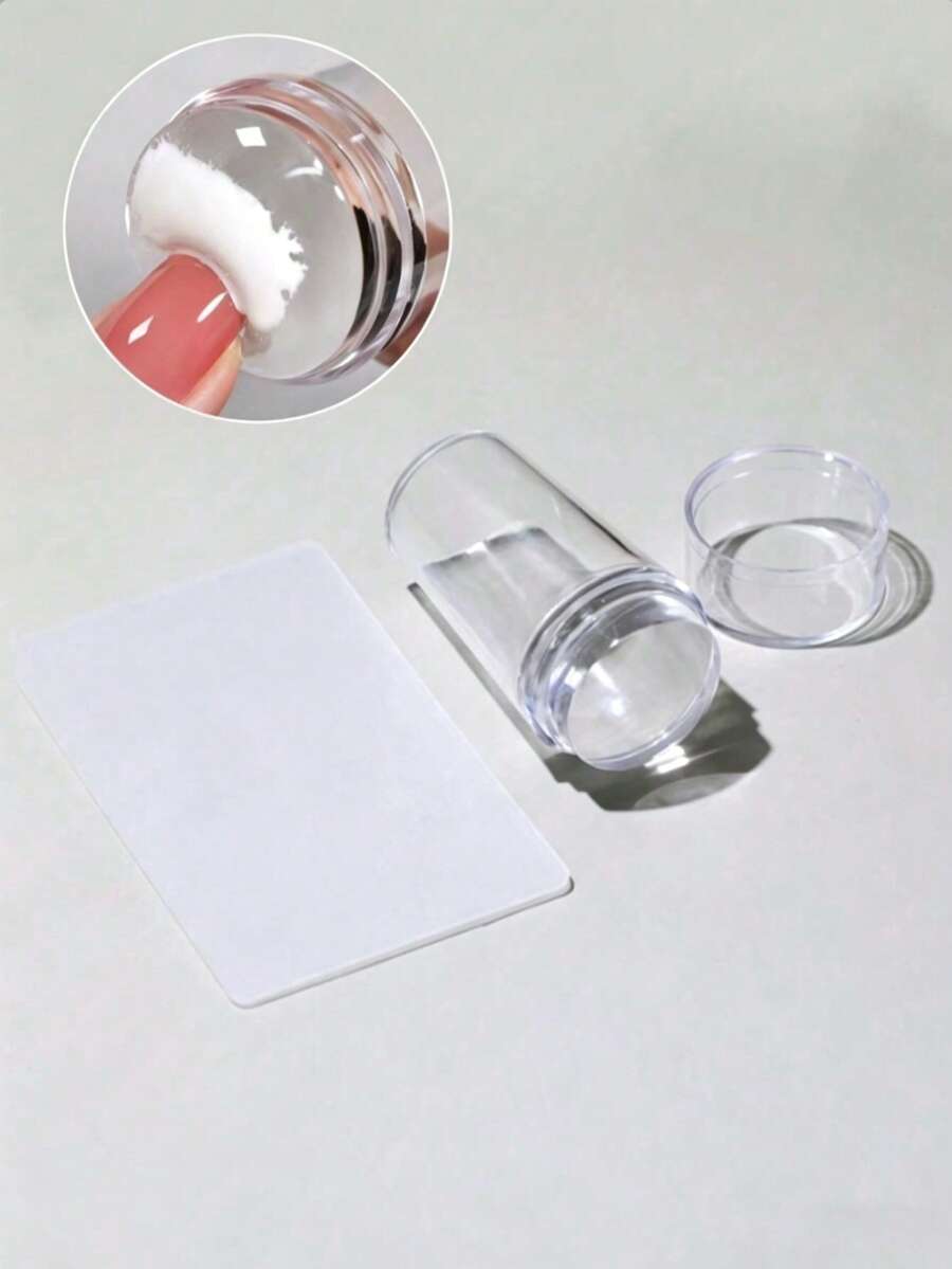 Transparent Nail Stamping Plates, Silicone Stamper & Scraper Set, Full Set Of Professional Nail Art Stamping Tools - Clear - View 1