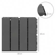 Dalles de terrasse, lot de 9 pièces, dalles de balcon, dalles clipsables pour patio et jardin, plastique, noires, 30 x 30 cm - A - Voir 2