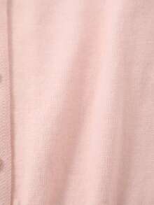 Girls' Knitted Round Neck Cute Puff Sleeve + Button Bow Design Sweater, Elegant, Suitable For Outings Or Parties - Pink - View 5