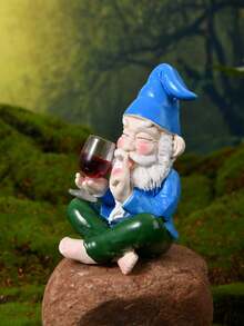 1pc Dwarf Drinking Statue - An Interesting Creative Design, Holding A Wine Glass, Suitable For Indoor And Outdoor Use. Great For Placement In Yards, Gardens, Living Rooms And Entryways. A Creative Gift Choice, Non-Food Contact. - Multiple Styles - View 4