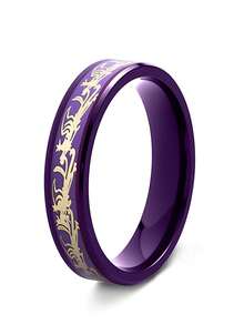 2-Color Chinese Dragon & Phoenix Totem Stainless Steel Ring, Vintage Purple Color Suitable For Daily Wear And Gift - Multicolor - View 5