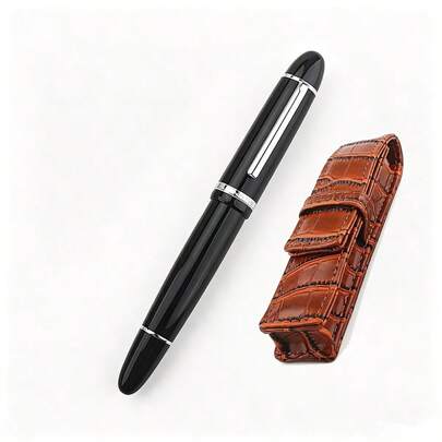Stylo plume Jinhao X159 noir brillant, grande taille, pointe #8 en F/M/B au choix, avec convertisseur pour l'écriture professionnelle et la papeterie