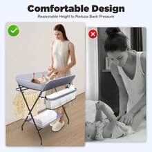 RibasuBB Baby Changing Table With Removable Cloth Cover, Storage Shelf, Iron Frame, Gray, Easy To Assemble, For Infants 0-12 Months, Comfortable And Practical - Dark Grey - View 5