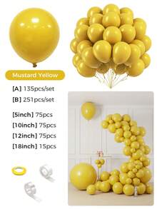 Mustard Yellow Balloons - 18 Inch, 12 Inch, 10 Inch, 5 Inch Vintage Mustard Yellow Autumn Balloon Garland Arch Set For Birthday, Wedding, Engagement, Baby Shower, Gender Reveal, Spring Bee Sunflower Cute Party Decorations - Mustard Yellow - View 3