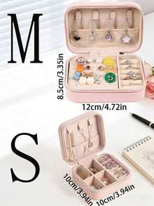 1pc Travel Jewelry Box, Small PU Leather Jewelry Storage Case, Suitable For Women & Girls, Double Layer Portable Mini Travel Box To Store Earrings, Rings, Necklaces, Etc. - Jewelry Box - View 6
