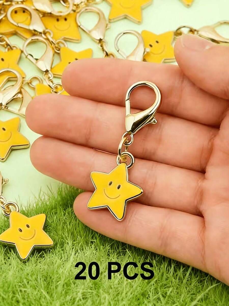 20个五星笑脸钥匙扣 - 幸运礼物,笑脸伴你左右,适合生日、婚礼、派对、返校、情人节、复活节、日常礼物,也是送给母亲、父亲、毕业生和老师的理想装饰礼物。 - 彩色 - 查看 1