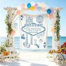 Custom Bachelorette Banner, Vegas Bachelorette Tapestry, Bridal Shower Party Backdrop, Last Disco Party Backdrop For Bride To Be, Personalized Bachelorette Party Banner, Party Decor For Club, Idea Gifts For Besti/Friends/Women, Room Decor/Home Decor, Party Decor - Màu xanh lam - Xem 5
