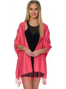 Shawls And Wraps Evening Dresses, Large Soft  Wedding Shawl - 粉紅紫紅色 - 查看 7