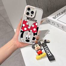 This Disney Mickey Mouse Pattern Lanyard Phone Case Features A Strong Magnetic Closure And Full Coverage Of Acrylic And TPU Material. It's Shockproof, Lightweight, And Suitable For IPhone17/16/11/13/15/15 Plus/15 Pro/15 Pro Max/12/14 Pro Max/11 Pro Max/12 Pro/12 Pro Max/13. It's A Popular Birthday Gift, Business Gift, Durable, Stain-Resistant, And Fingerprint-Resistant New Phone Case For Men And Women. It Also Includes A Mickey Mouse Phone Case And Mickey Mouse Doll Bracelet. Compatible With SamsungGalaxy S20, S21, S22, S23, And S24 Series. It's The Perfect Gift For Friends And Family. This Stylish Phone Case Is Fun, Lightweight, And Durable. IPhone17 Pro Max Phone Case, Minnie Phone Case. - 粉色 - 查看 1