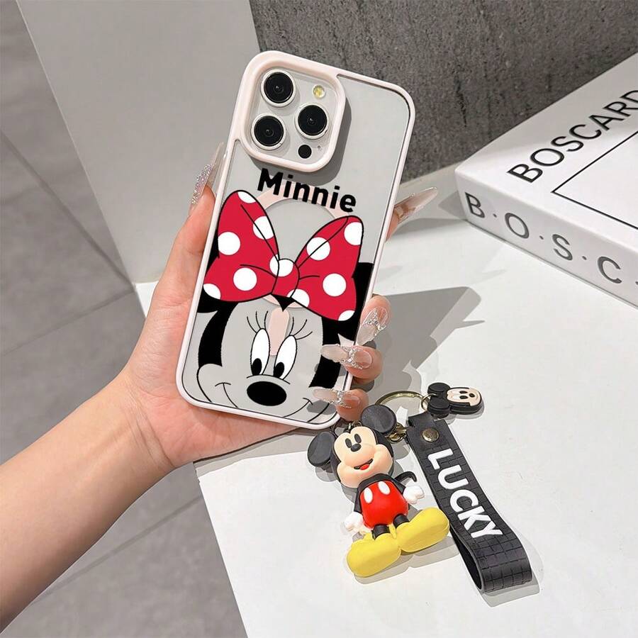 This Disney Mickey Mouse Pattern Lanyard Phone Case Features A Strong Magnetic Closure And Full Coverage Of Acrylic And TPU Material. It's Shockproof, Lightweight, And Suitable For IPhone17/16/11/13/15/15 Plus/15 Pro/15 Pro Max/12/14 Pro Max/11 Pro Max/12 Pro/12 Pro Max/13. It's A Popular Birthday Gift, Business Gift, Durable, Stain-Resistant, And Fingerprint-Resistant New Phone Case For Men And Women. It Also Includes A Mickey Mouse Phone Case And Mickey Mouse Doll Bracelet. Compatible With SamsungGalaxy S20, S21, S22, S23, And S24 Series. It's The Perfect Gift For Friends And Family. This Stylish Phone Case Is Fun, Lightweight, And Durable. IPhone17 Pro Max Phone Case, Minnie Phone Case. - 粉色 - 查看 1