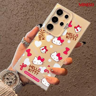 Miniso 名创优品 Hello Kitty 蝴蝶结模内装饰手机壳，适用于三星 S26 Ultra/S26 Edge/S26 Plus/S26/S25 Ultra/S25 Plus/S25/S25FE/S25Edge/S24 Ultra/S24 Plus/S24/S24FE/S23FE/S23 Ultra/S23 Plus/S23/S22 Ultra/S22 Plus/S22/A15/A16/A17/A35/A36/A54/A55/A56/ 女友适用，动漫迷的理想礼物