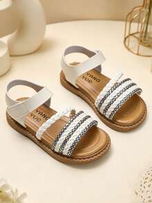Woven Flat Sandals Suitable For Little Girls, Suitable For Parties, School, Amusement Parks, Camping And Other Occasions - White - View 2