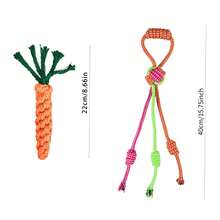 1pc Carrot Shaped Durable Chew Rope Toy For Dogs, Pet Interactive Toy And Dental Care, Cute Design, Made Of Polyester Fiber, Carrot Shaped With Knotted Structure And Tassel Ends, Anti-Bite And Teeth Cleaning Function, Suitable For Small/Medium Dogs, Cute And Durable, Ideal For Puppy Owners, Pet Gift - Multicolor - View 2