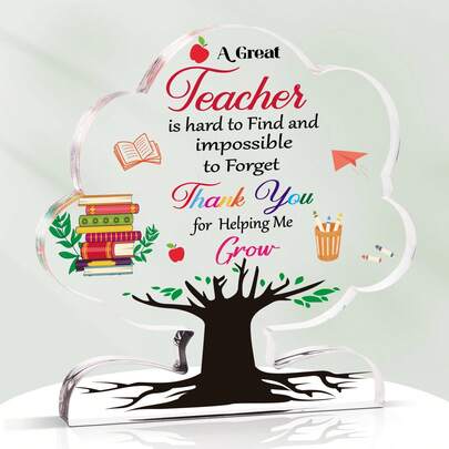 Thank You Teacher Gifts, Teacher Acrylic Plaque Teacher Appreciation Gifts For Graduation Gift, Teacher End Of Term Gift, Retirement, Birthday, Acrylic Tree Plaque For Women Men