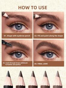 USHAS 2-In-1 Professional Eyebrow Pencil & Spiral Brow Brush, Waterproof & Sweat-Proof, Long-Lasting, Precise Shaping, Fine Powder Texture, Beginner-Friendly, Essential For Daily Makeup - #03 Medium Brown - View 5