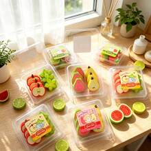 1 Box/Pack Fruit-Shaped Erasers, Carefully Designed Fresh Fruit Slices, Realistic And Cute, Say Goodbye To Dull Stationery, Neat And Hygienic, Stain-Resistant, Easy To Store And Transport, Perfect For Students' Daily Study And Office Use, Also A Great Small Gift For Parties, Holidays And Reward Activities - Multicolor - View 6